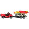 Siku 1696, Buggy con Aereo Sportivo, Set Giocattolo, Metallo/Plastica, Rosso/Giallo, Con Rimorchio, Ruote in Gomma, Ali dell'Aereo Pieghevoli