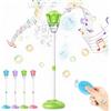 Generic Macchina automatica per bolle per bambini all'aperto, con supporto ricaricabile, torcia con luce musicale, lampada da giardino regolabile, per feste all'aperto, matrimoni, giardino, patio (verde)