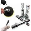 PureBowlic Mandrino adattatore per trapano M10 con codolo esagonale da 1/4 di pollice per disco di lucidatura, asta di collegamento in metallo, accessori per utensili per trapani rotanti, argento