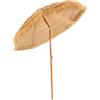 COSTWAY Ombrellone hawaiano, Ø 175 cm, in paglia, pieghevole a 30°, da giardino, in paglia, per mercato, per giardino, balcone, spiaggia, natura