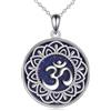 YAFEINI Om - Collana in argento sterling 925, con ciondolo a forma di ohm, per donna, ragazza, blu lapislazzuli, Argento sterling