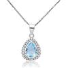 GioiaPura Collana da donna Gioiello realizzato in argento 925 con zirconi di colore bianco e acqua marina. Simbolo: goccia. Lunghezza: 40 + 5 cm. La referenza è ins017p001rhaq