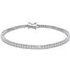 GioiaPura - Bracciale Tennis da Uomo o da Donna in Argento 925 Lungo 19cm Zirconi Bianchi da 2mm con incastonatura a 4 Griffe. Chiusura a Clip. Ideale per Regalo Compleanno/Natale/Amicizia