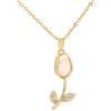 PELEIFA Collana Placcata in Oro con Fiore di Tulipano for Donna,Collana in Acciaio al Titanio con Zirconi Cubici(Fiore di Tulipano)