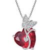 FJ Collana Farfalla Donna in Argento Sterling 925 Ciondolo Cuore Collane Rubino Luglio Pietra Portafortuna Gioielli per Donna Amiche Moglie Mamma