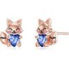 LONAGO Orecchini Volpe 925 Sterline D'argento Carino La volpe Tiene il Cuore Orecchini a Lobo Gioielli per le Donne (Settembre)