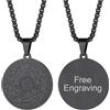FaithHeart Collana Uomo Talismano 7 Arcangeli Amuleto Sigillo Ciondolo Rotondo Celeste 7 Arcangeli Oro/Nero/Acciaio Inox Personalizza Catena 55+5 CM Collana Protezione Occulta