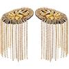 SUPERFINDINGS 2 Pz Distintivi di Spalla di Strass Staccabili Spalline di Nappa di Ferro Retro Spilla di Spalla Dorata per Uomini e Donne Panno Uniforme Accessori, 185x54mm