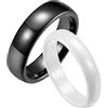 Homxi Anelli Matrimonio Coppia,Anello Ceramica 4/6MM Nero Bianco Anello con Rotondo Anelli Fidanzamento Coppi Donna 14(54mm) + Uomo 25(65mm)