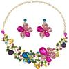 SUPERFINDINGS 2 pz Collana di Fiori di Cristallo Orec ni Set Set di Gioielli Da Sposa per Sposa Collana con Bavaglino di Strass Collana di Di arazione Fiore di Moda Orec ni Pendenti Gioielli