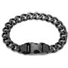 Armani Exchange Bracciale da uomo in acciaio inossidabile con chiusura a fibbia, Nero opaco