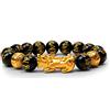 Katomi - Braccialetto cinese con perline Feng Shui, colore nero, con Pi Xiu, in ossidiana, con amuleto intagliato a mano, per fortuna e ricchezza