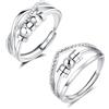 Glintara Anelli per ansia da donna, 2 pezzi, in argento Sterling 925, anelli antistress aperti e regolabili, anelli antistress con perline, anello ipoallergenico per alleviare lo stress, 50mm, Argento