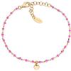 Amen Bracciale da Donna Collezione Ti Amo. Bracciale in Argento 925 e Smalto Fucsia Bracciale in Argento Dorato. Lunghezza: 16+3cm Diametro Charm: 4mm.. La referenza è BRSMCUGF3