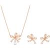 Swarovski Volta, Set Orecchini e Collana Pendente, con Motivo a Fiocco, Cristalli e Zirconia Swarovski, Placcati in Tonalità Oro Rosa, Bianco