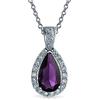 Bling Jewelry Gioielli da sposa classici pendente a forma di pera 24X15 solitario goccia d'acqua halo AAA 15CT CZ simulato ametista viola collana per donne prom damigella d'onore matrimonio placcato argento.