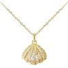 Hiqmic WA99038 - Collana con ciondolo in argento Sterling 925 a forma di conchiglia e zirconia cubica, placcata in oro bianco, 40,6 - 45,7 cm, bianco-placcato oro-argento Zirconia cubica, Zirconie