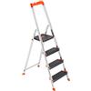 SONGMICS Scaletta a 4 Gradini, Scala Pieghevole in Lega di Alluminio, Gradini Larghi 12 cm, con Portautensili e Piedini Antiscivolo, Max. Portata Statica 150 kg, Nero e Arancione GLT04BK
