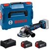 Bosch Professional Bosch PRO 18V System Smerigliatrice angolare a batteria GWS18V-11PS (incl. batteria GBA 18V 5.0Ah, GAL 12V/18V-80, KIT in L-Boxx)