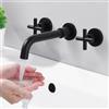 iVIGA Rubinetto da lavabo, rubinetto da bagno a parete orientabile a 360° rubinetto da lavabo a incasso in rame con cartuccia in ceramica, nero