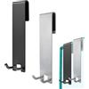 HSUYUN 2 Pezzi Ganci Doccia Accappatoio, Appendi Accappatoio Doccia, Acciaio Inox 304 Ganci Doccia,Non Necessario Forare, Argento e Nero, Gancio Doccia con Protezione per Porte Vetro Spesso 6-13 mm