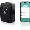 SISAV Smart Bluetooth Key Lock Box, accesso remoto tramite app/codice, combinazione ripristinabile a 6 cifre, grande capacità per 5 chiavi, montaggio a parete, senza bisogno di WiFi, nero