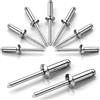 qjuwhua 100 rivetti ciechi, 4,8 x 10 mm, in acciaio inox 304, con grande flangia, testa a cupola, per metallo, legno, plastica, mobili, auto, marina, collegamento e fissaggio