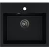 empiria SINK QUALITY SINK Quality Lavello Cucina 1 Vasca Negro 56 x 51 cm - Sifone in grafite e impregnazione inclusi - Lavandino in Granito Cucina al mobile 60 cm