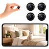 NOBEYSTON Mini Telecamera Spia WiFi Interno/Esterno, Videocamera Sorveglianza 1080P, Visione Notturna, Rilevamento di Movimento, Controllo Remoto Con App per Casa/Bambini A/Y (Black, Mini 4 PCS)