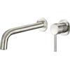 VALAZ Rubinetto Bagno Lavabo a Muro Acciaio Spazzolato Protezione PVD | Miscelatore Lavabo Bagno Acqua Fredda e Calda | Installazione Facile | Ottone, Inossidabile, Becco 21cm, Serie Deva