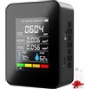 focombance Rivelatore CO2 Monitor Rilevatore Gas 5 in 1, Umidità Casa Termometro Ambiente Rilevatore Fumo Sensore CO2 Monitor HCHO TVOC Misuratore di Temperatura e Umidità Monitor