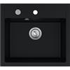 empiria SINK QUALITY SINK QUALITY Lavello in granito nero 56 x 51 cm - incluso sifone automatico e impregnante - Lavandino per cucina - Lavello per mobile sottolavello da 60 cm Lavello in granito per cucina