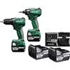 HiKOKI Brushless 18V Combo-Kit KC18DD (Bohrschrauber, Schlagschrauber, Transportkoffer, inkl. 2x 5.0 Ah Akku und Ladegerät)