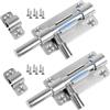 Jiuyaoyaoyao 2 Pezzi Catenaccio a Leva in Acciaio Inox per Porte Interne ed Esterne, Chiusura a Scorrimento Universale, Serratura di Sicurezza per Porte Finestre Cancelli e Armadi, Argento, con 12 Viti Incluse