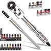 GEINXURN Set di 50 mini chiavi a cricchetto con testa mobile, prolunga con adattatore esagonale, 46 pezzi, 25 mm, in acciaio S2 (Phillips/Pozidriv/Torx/Hex) e supporto per bit