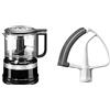 KitchenAid 5KFC3516EOB Mini Food Processor Classic, 0.83 L Nero Onice & 5KFE5T Frusta piatta con bordo flessibile, Accessorio per Robot da Cucina