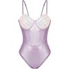 Maeau - Body Metallico Paillettes Brillanti Donna Body Lingerie Corsetto Bodysuit Top Party Club XS-XL, Viola, L