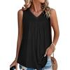 Gosunny Canottiera da donna senza maniche con scollo a V, estiva, casual, vestibilità comoda, A nero puro, M