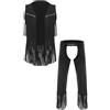 Rswnyirn Costume da cowboy, da uomo, in pelle scamosciata, da cowboy, con frange, per Halloween, per carnevale e giochi di ruolo, colore nero, M