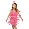 Generisch Calendario dell'Avvento con paillettes al cioccolato, frange, abito da ballo latino, nappa, abito tango, costume da sala da ballo con fascia in piuma, Colore: rosa., 7-9 anni