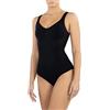 SENSI' Body Pizzo Contenitivo Modellante Donna con Spalla Larga Senza Cuciture Seamless, Made in Italy (nero)
