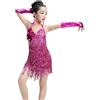 YXYjLb Abito Latino con Frange di Paillettes for Ragazze Costume da Competizione Latino for Ragazze Salsa Che Balla Abito da Competizione con Nappe Costumi for Pratica di Danza(Pink,170)