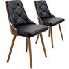 Menzzo Set di 2 sedie in stile scandinavo Lalix, in poliuretano e legno, multicolore, 53 x 48 x 79 cm