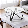 FurnitureR Tavoli da Divano, Rotondo Minimalista in Vetro Temperato Top con Bordi arrotondati Lisci, Piedi da Tavolino a Forma di Farfalla Artistico per Casa, Soggiorno, Patio, 80 x 80 x 40 cm