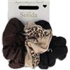 Solida Scrunchie beige, marrone, nero 7 cm Elastico per capelli 1 pz.