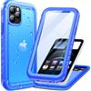 Cozycase Cover Impermeabile Antiurto Per iPhone 12 Pro Max - Militare 360° Indistruttibile 【IP68 Waterproof】 Custodia Subacquea Anticaduta Antishock Antigraffio Antipolvere Antiscivolo Integrale - Blu