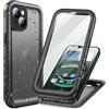 Cozycase Cover per iPhone 15 Impermeabile Antiurto - Custodia Subacquea Resistente Waterproof Antipolvere 360 Completa Militare Protettiva Rigida 15 Case con Protezione Fotocamera/Schermo Nero