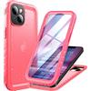 Cozycase Cover Impermeabile Antiurto Per iPhone 14 - Militare 360° Indistruttibile 【IP68 Waterproof】 Custodia Subacquea Anticaduta Antishock Antigraffio Antipolvere Antiscivolo Integrale - Rosa