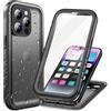 Cozycase Custodia Per iPhone 14 Pro Max Impermeabile - 360 Gradi Militare Rigida Armor (2m Anticaduta/Antiurto), Subacquea, Antipolvere con Protezione/Copri Fotocamera/Schermo -Nero