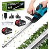 Purova Tagliasiepi a Batteria, 21V Tagliasiepi Elettrico con Batteria 6,0 Ah, 1000W Motore Senza Spazzole, Lama da 52 cm, Diametro di Taglio Fino a 1,5 cm, per Giardino Siepi (con 2 Batteria)
